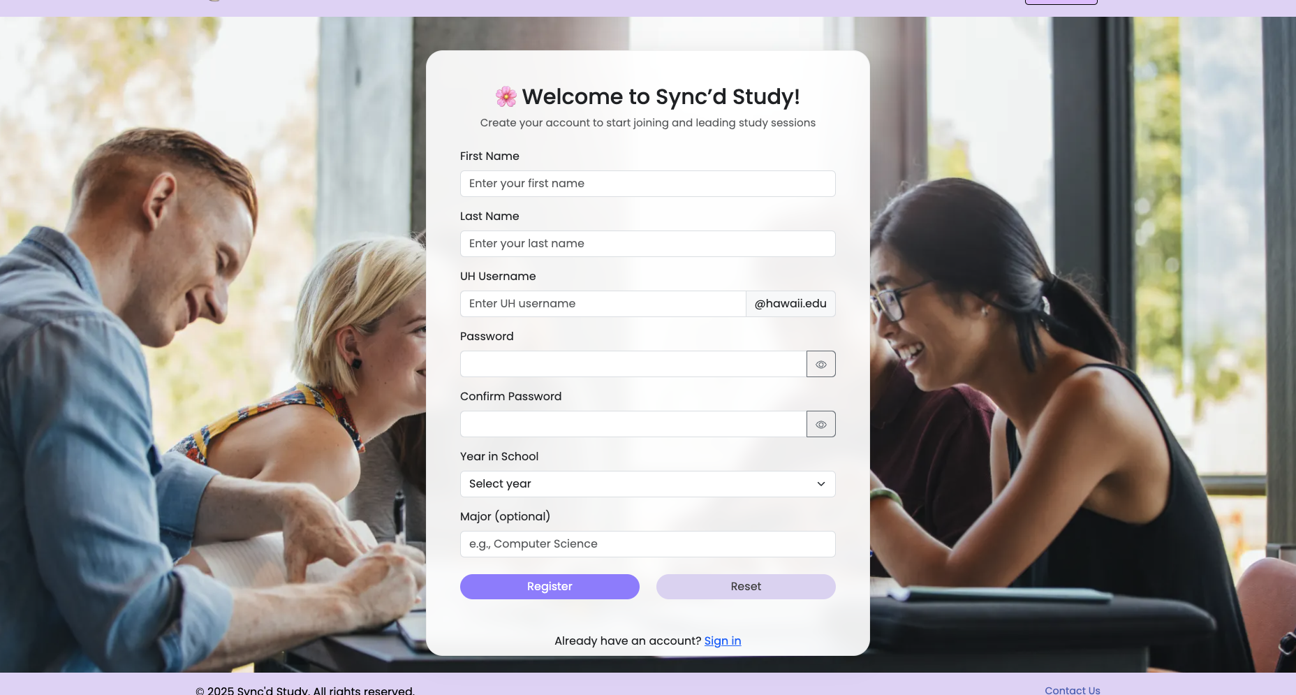 Sign Up page
