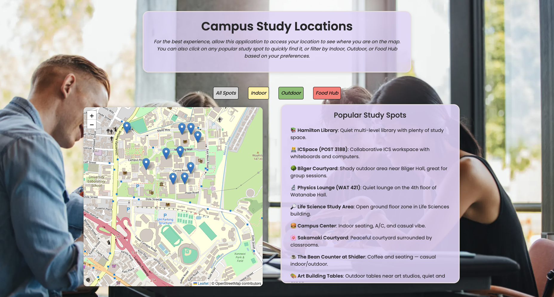Location on Campus page