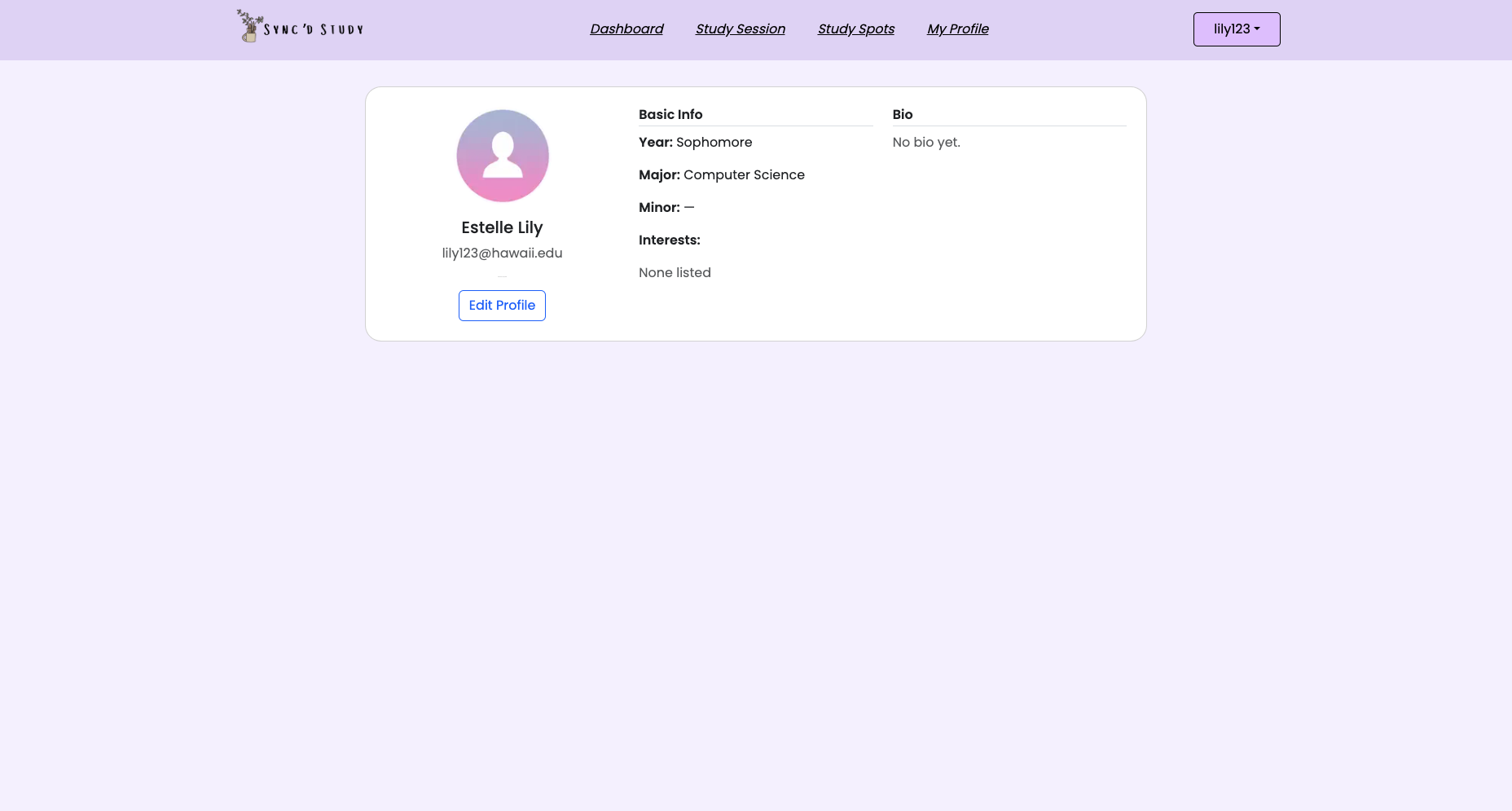 User Profile page